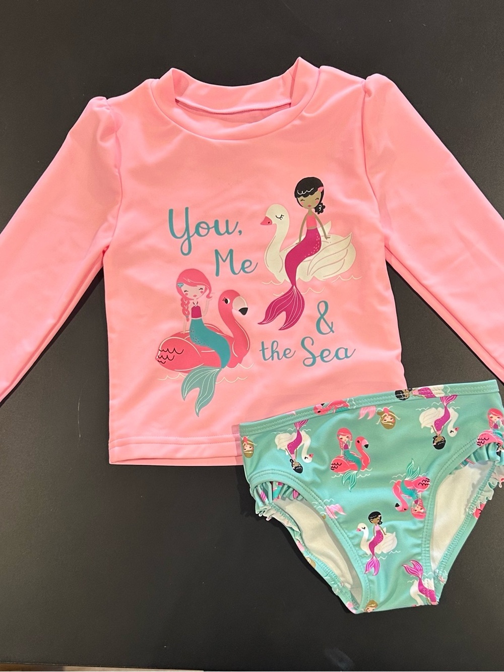 Carter's Pink & Teal Mermaid Two-Piece Rashguard Swim Set